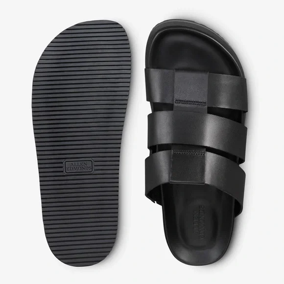 Allen Edmonds Black Men's Leather Sandals - Picture 4 of 13